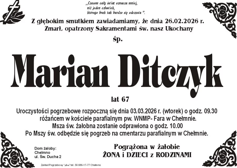 W komentarzach wpisujemy wspomnienia i kondolencje.