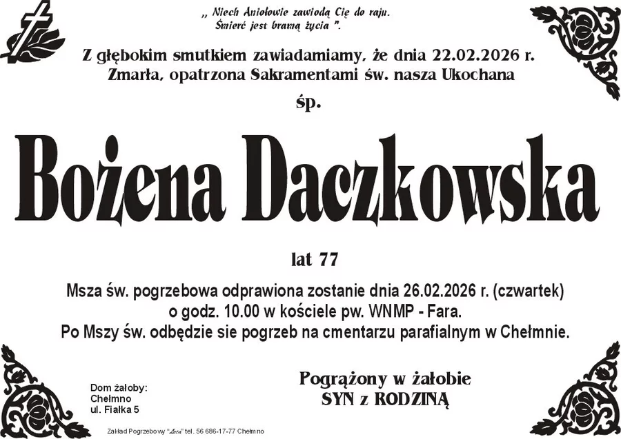 W komentarzach wpisujemy wspomnienia i kondolencje.