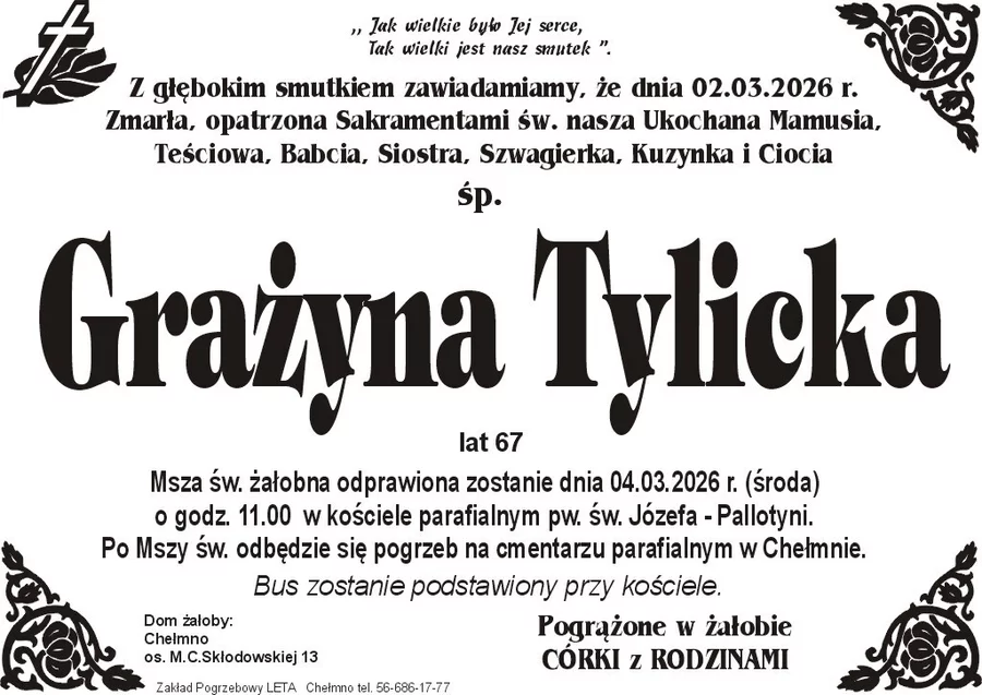 W komentarzach wpisujemy wspomnienia i kondolencje.