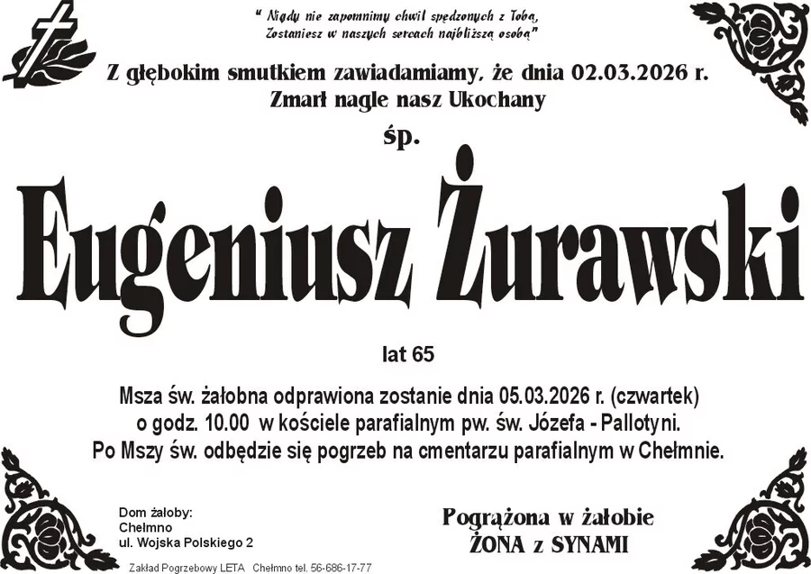 W komentarzach wpisujemy wspomnienia i kondolencje.