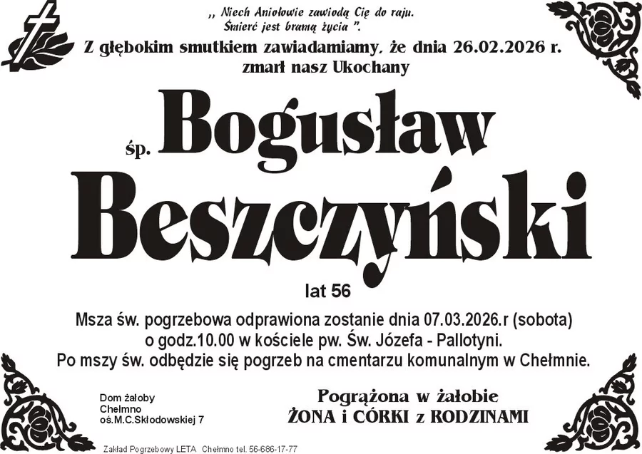 W komentarzach wpisujemy wspomnienia i kondolencje.