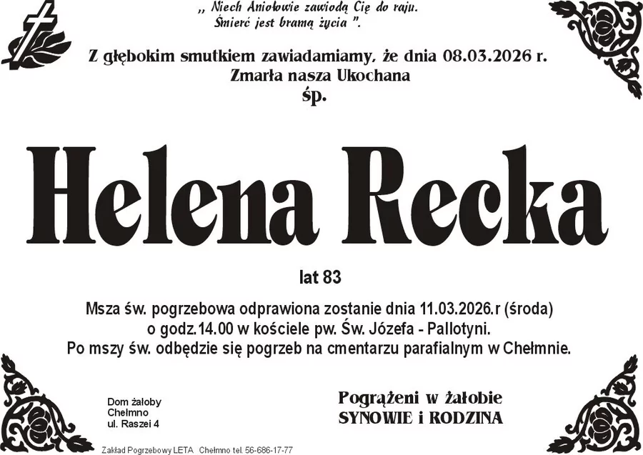 W komentarzach wpisujemy wspomnienia i kondolencje.