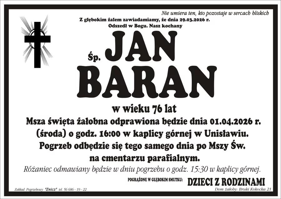 W komentarzach wpisujemy wspomnienia i kondolencje.