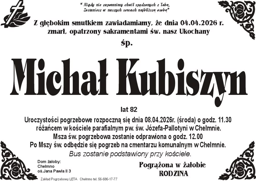 W komentarzach wpisujemy wspomnienia i kondolencje.