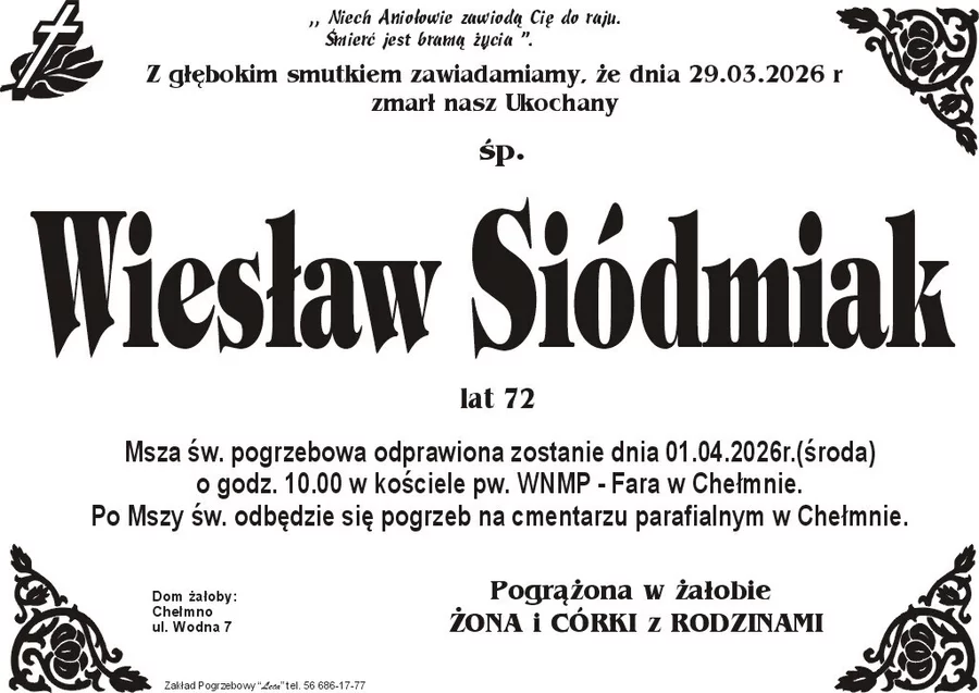 W komentarzach wpisujemy wspomnienia i kondolencje.