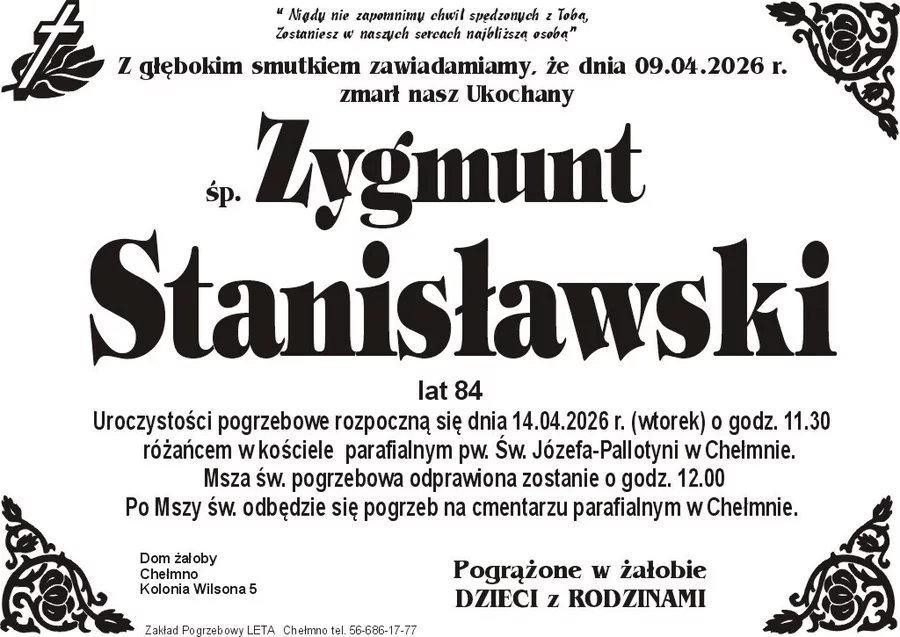 W komentarzach wpisujemy wspomnienia i kondolencje.