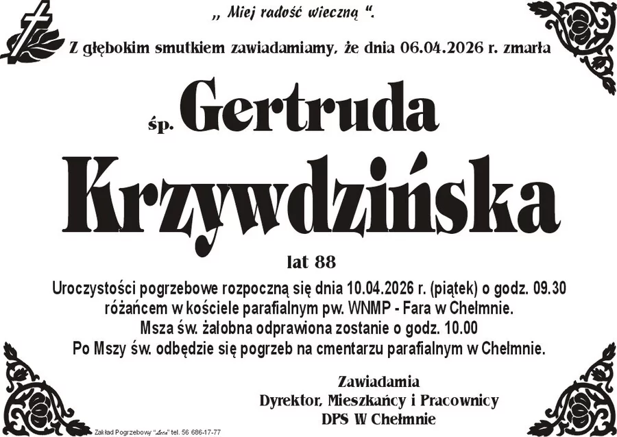 W komentarzach wpisujemy wspomnienia i kondolencje.