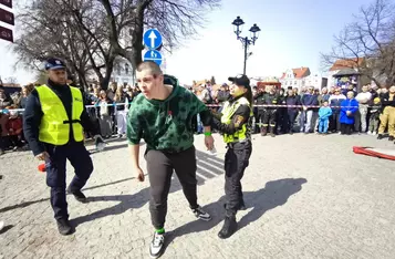Ćwiczenia służb ratunkowych na rynku w Chełmnie/ Fot. KP PSP Chełmno