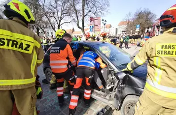 Ćwiczenia służb ratunkowych na rynku w Chełmnie/ Fot. KP PSP Chełmno
