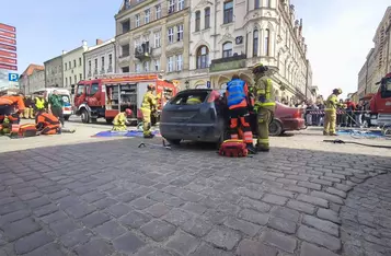 Ćwiczenia służb ratunkowych na rynku w Chełmnie/ Fot. KP PSP Chełmno