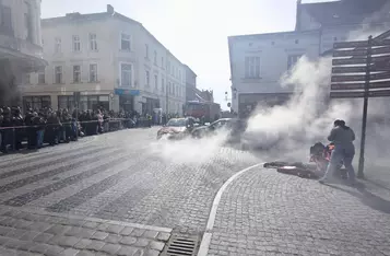 Ćwiczenia służb ratunkowych na rynku w Chełmnie/ Fot. KP PSP Chełmno