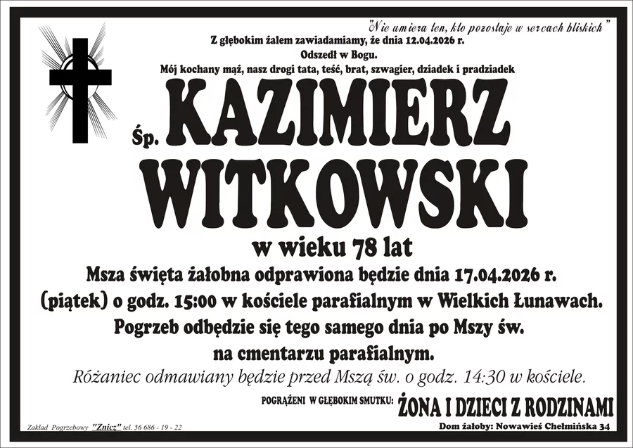 W komentarzach wpisujemy wspomnienia i kondolencje.