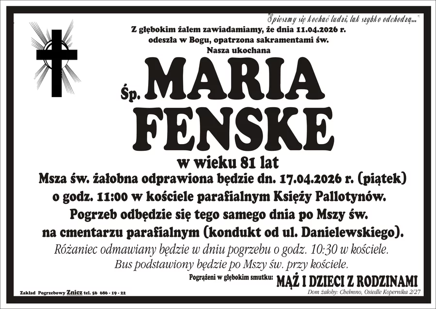 W komentarzach wpisujemy wspomnienia i kondolencje.