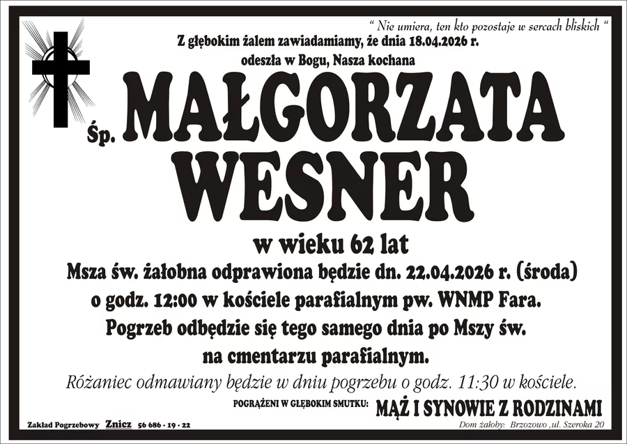 W komentarzach wpisujemy wspomnienia i kondolencje.