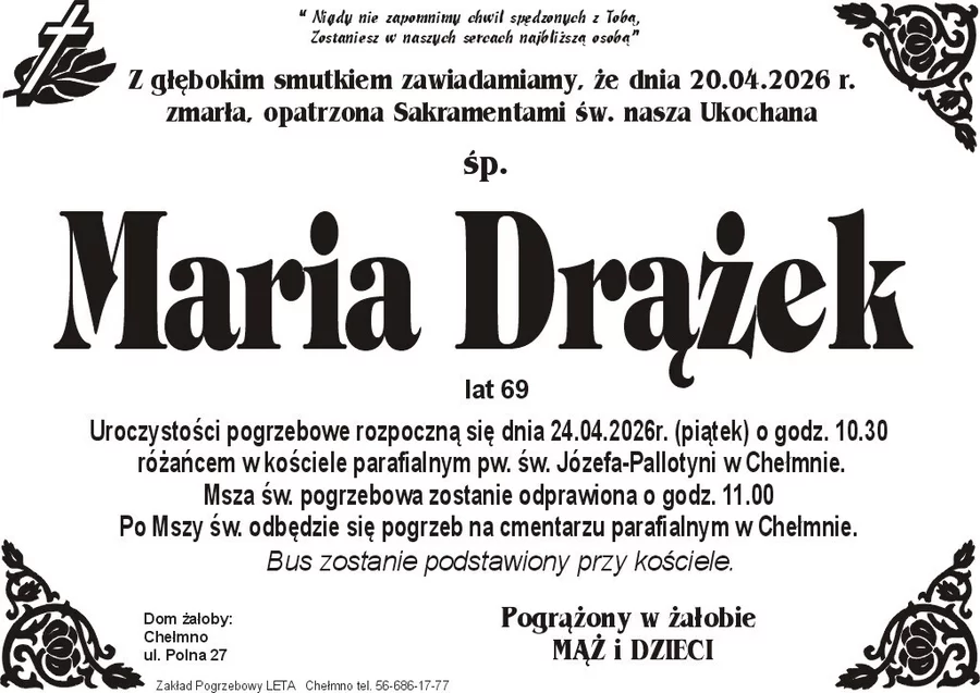 W komentarzach wpisujemy wspomnienia i kondolencje.