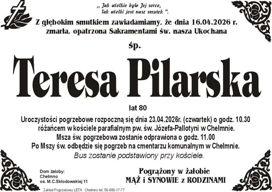 W komentarzach wpisujemy wspomnienia i kondolencje.