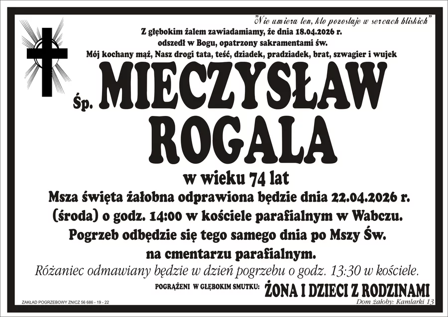 W komentarzach wpisujemy wspomnienia i kondolencje.