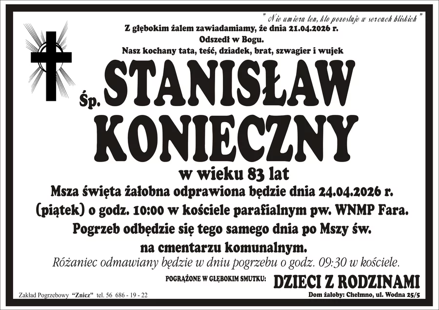 W komentarzach wpisujemy wspomnienia i kondolencje.