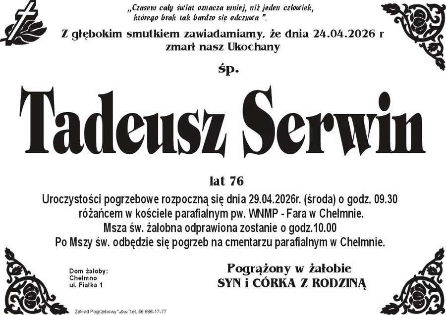 W komentarzach wpisujemy wspomnienia i kondolencje.