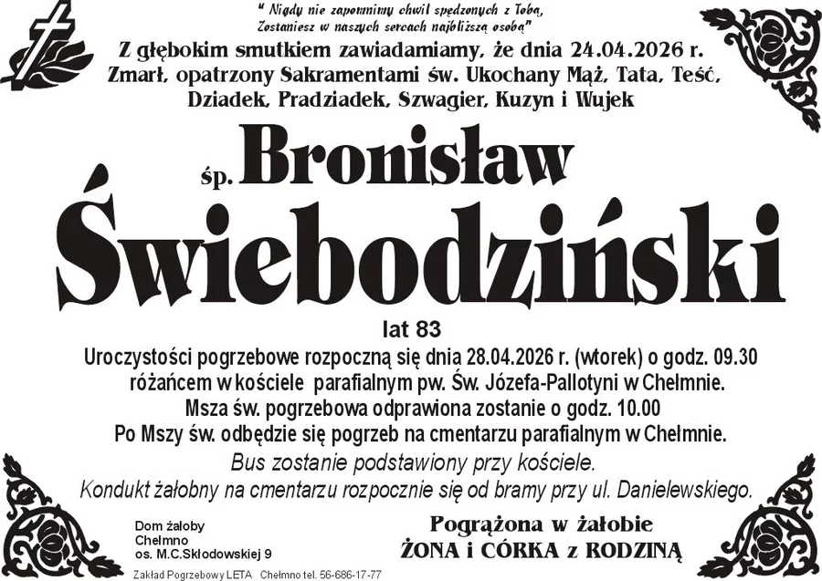 W komentarzach wpisujemy wspomnienia i kondolencje.