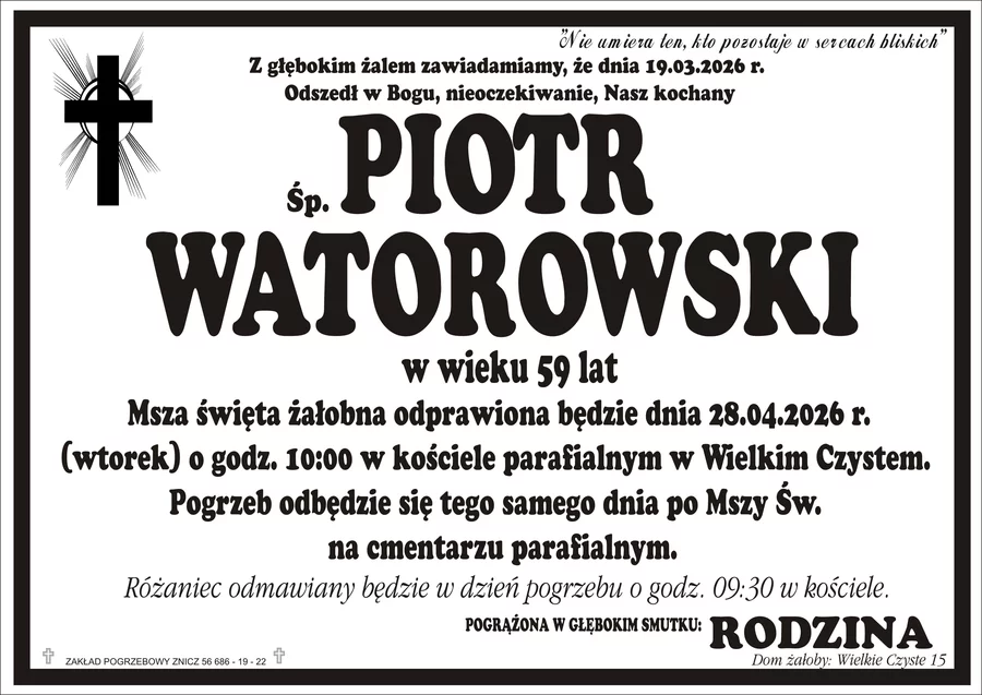 W komentarzach wpisujemy wspomnienia i kondolencje.