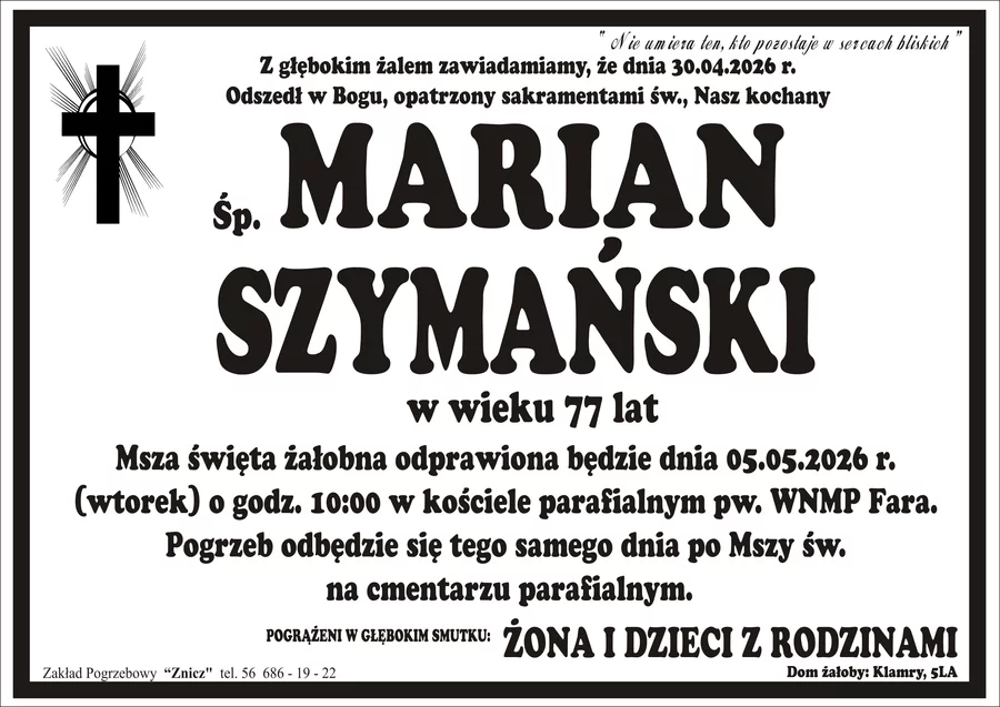 W komentarzach wpisujemy wspomnienia i kondolencje.