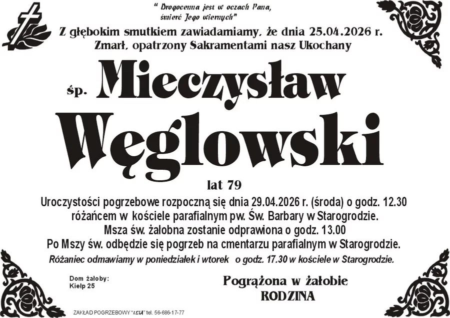 W komentarzach wpisujemy wspomnienia i kondolencje.