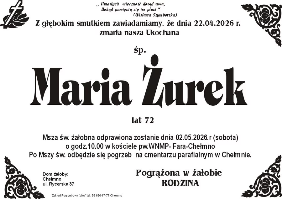 W komentarzach wpisujemy wspomnienia i kondolencje.