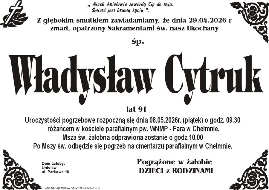 W komentarzach wpisujemy wspomnienia i kondolencje.