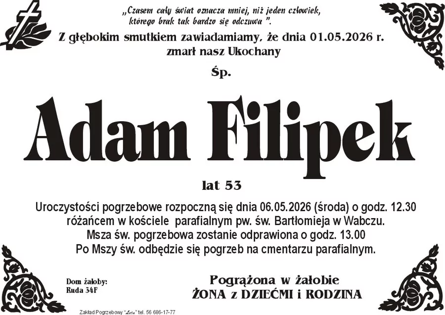 W komentarzach wpisujemy wspomnienia i kondolencje.