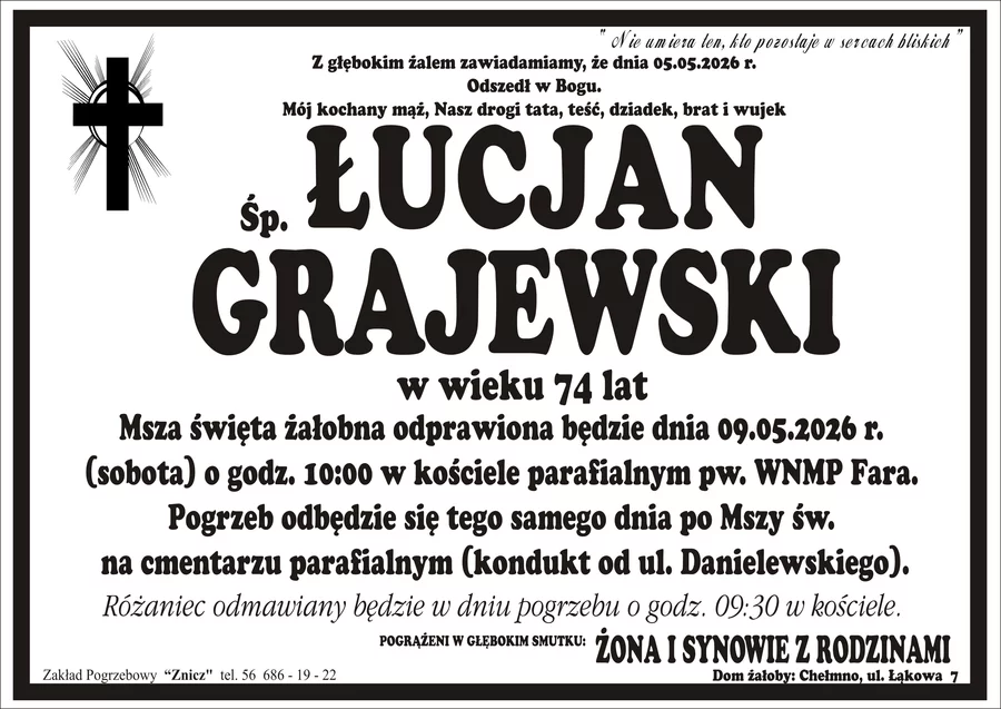 W komentarzach wpisujemy wspomnienia i kondolencje.