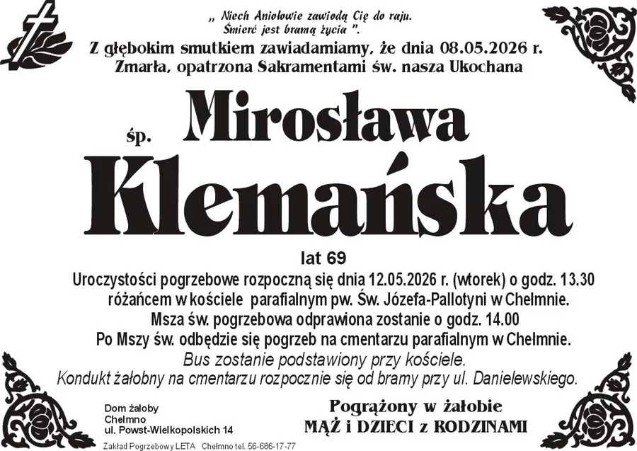 W komentarzach wpisujemy wspomnienia i kondolencje.