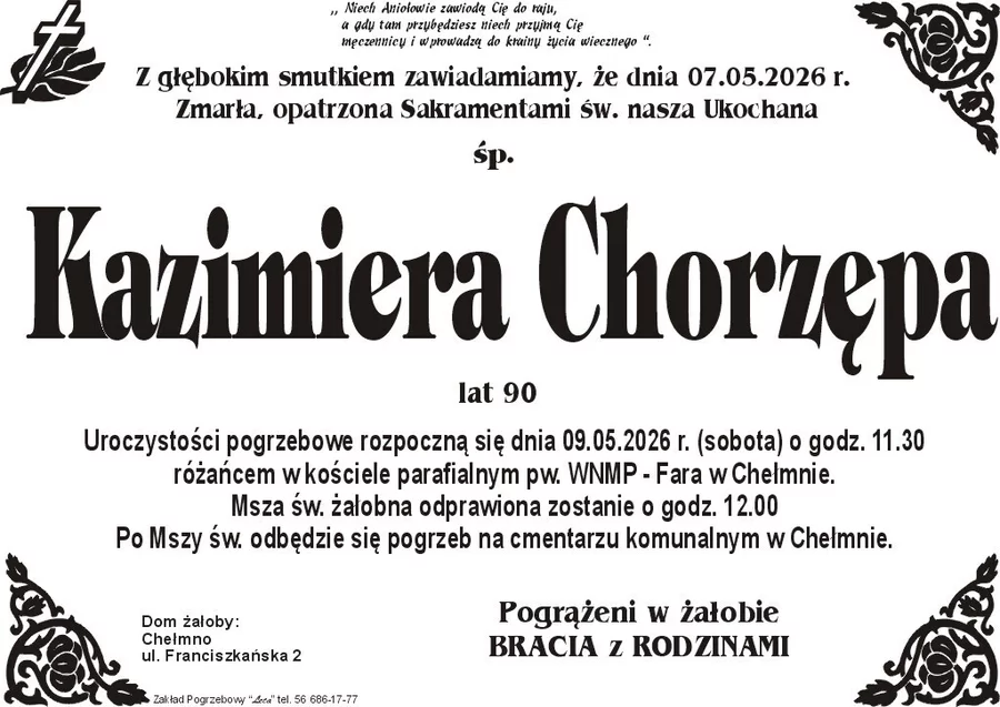 W komentarzach wpisujemy wspomnienia i kondolencje.