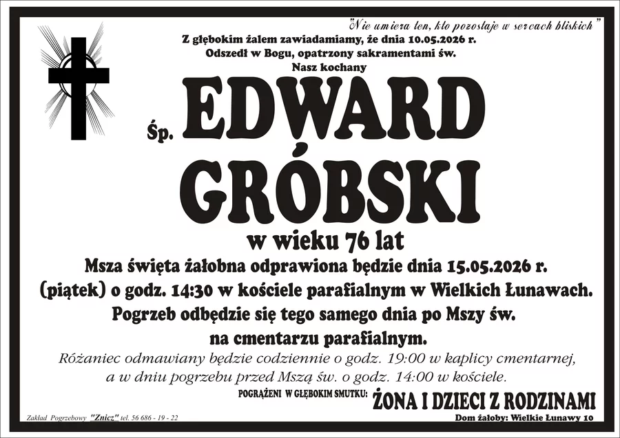 W komentarzach wpisujemy wspomnienia i kondolencje.
