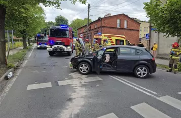 Wypadek na ul. Kamionka w Chełmnie/ Fot. KP PSP w Chełmnie