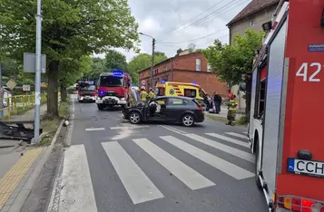Wypadek na ul. Kamionka w Chełmnie/ Fot. KP PSP w Chełmnie
