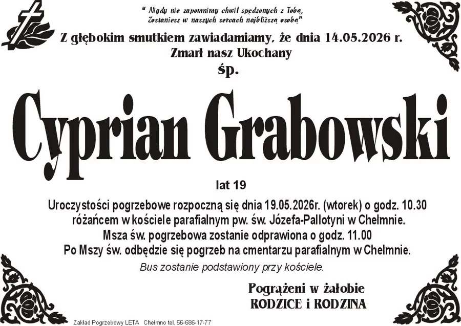 W komentarzach wpisujemy wspomnienia i kondolencje.