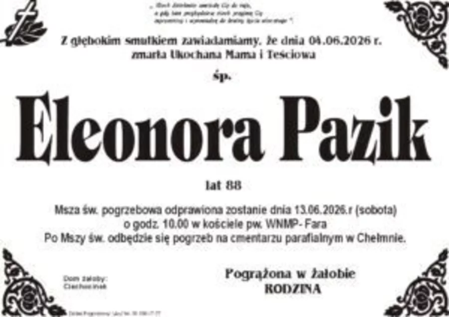 W komentarzach wpisujemy wspomnienia i kondolencje.