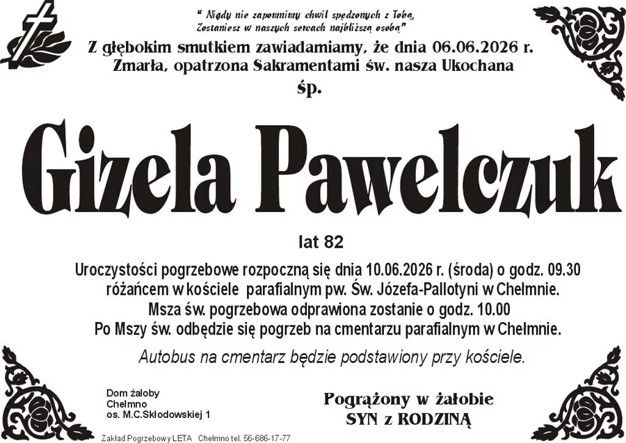 W komentarzach wpisujemy wspomnienia i kondolencje.