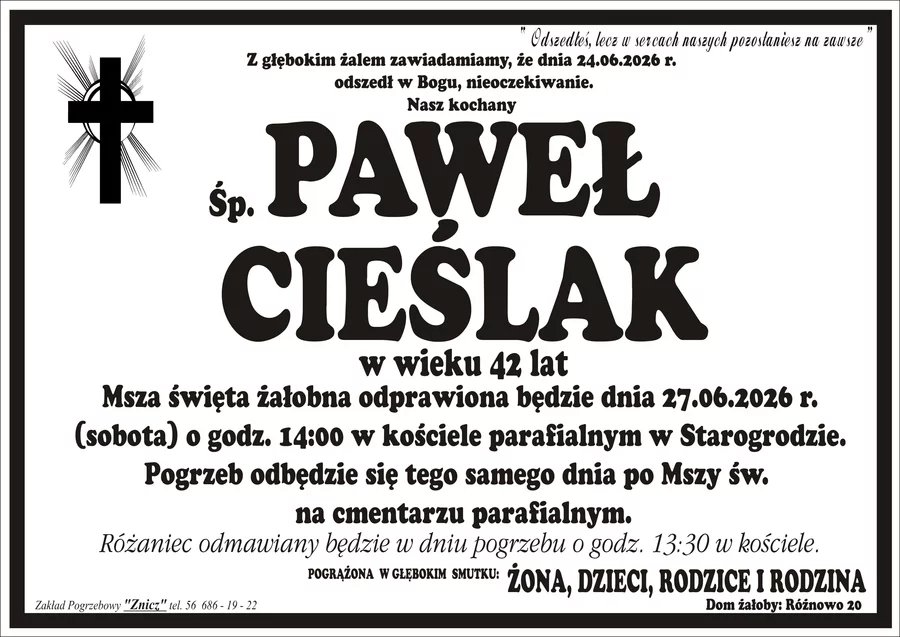 W komentarzach wpisujemy wspomnienia i kondolencje.