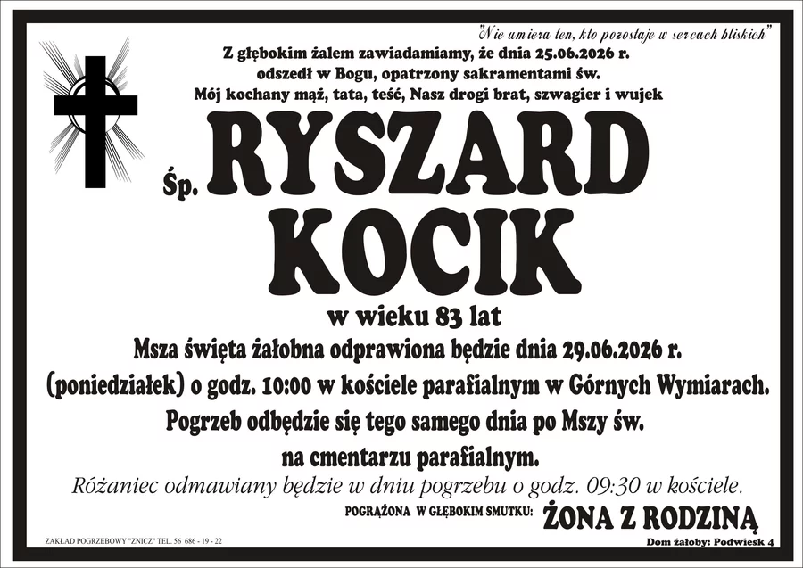W komentarzach wpisujemy wspomnienia i kondolencje.