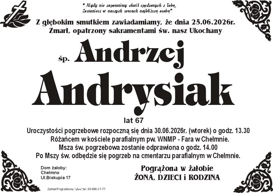 W komentarzach wpisujemy wspomnienia i kondolencje.