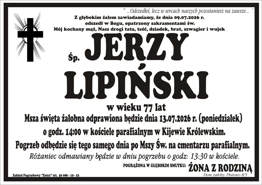 W komentarzach wpisujemy wspomnienia i kondolencje.