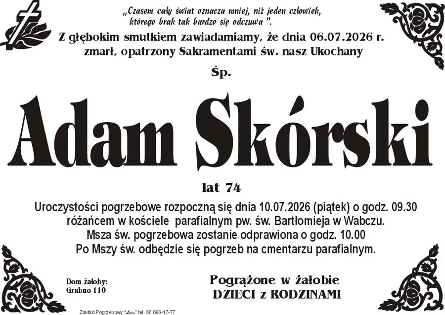 W komentarzach wpisujemy wspomnienia i kondolencje.
