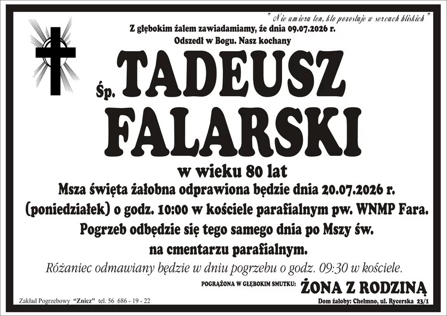 W komentarzach wpisujemy wspomnienia i kondolencje.