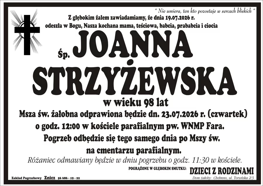 W komentarzach wpisujemy wspomnienia i kondolencje.