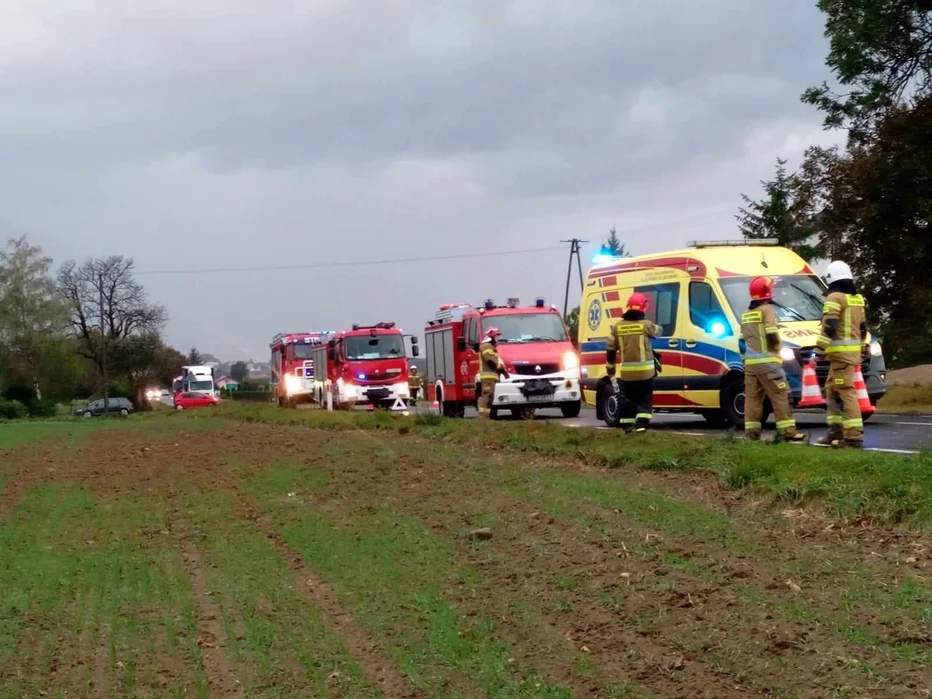 Auta zderzyły się na drodze krajowej ze Stolna do Grudziądza/ Fot. KP PSP Chełmno