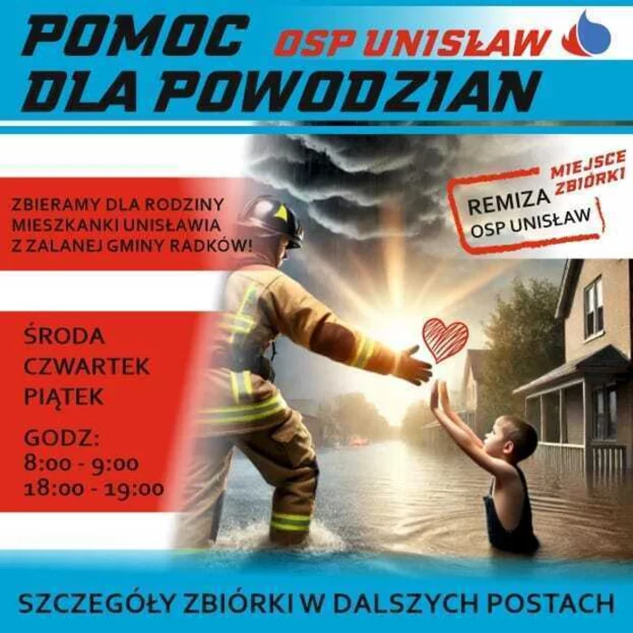 Strażacy z Unisławia zbierają dary dla powodzian