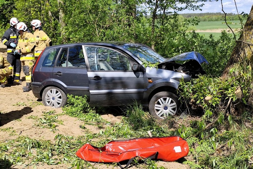  Tragedia na drodze. Kierowca uderzył w drzewo [ZDJĘCIA]