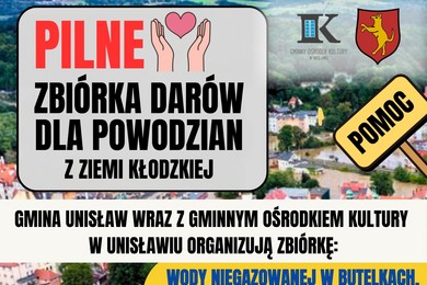 GOK w Unisławiu prowadzi zbiórkę dla powodzian